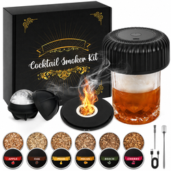 Cocktail Smoker Kit w/ Torch & 6 Wood Chip Flavors for Whiskey & Bourbon