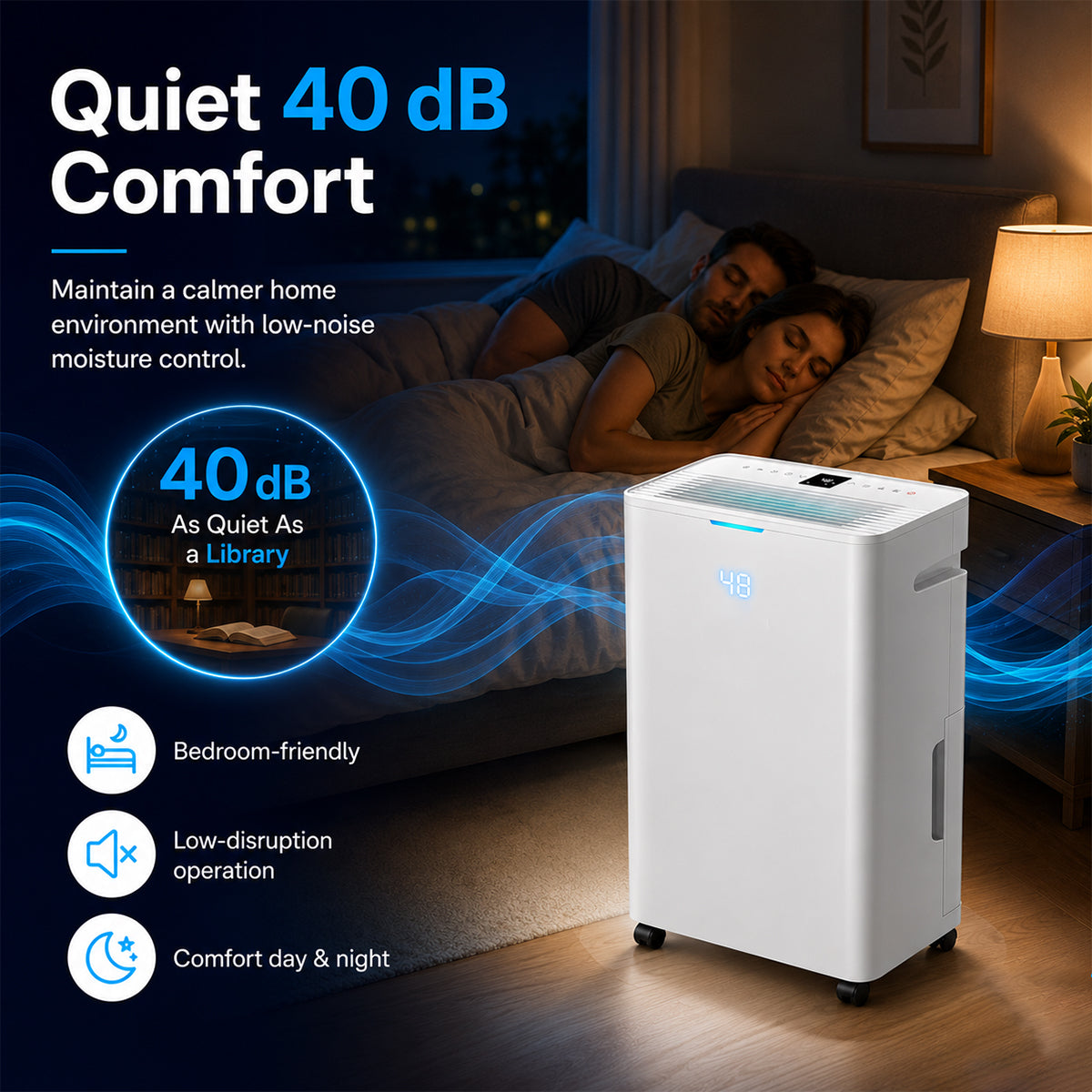 Portable Dehumidifier for Bedroom, Bathroom and Closet with Quiet Operation and Auto Shutoff
