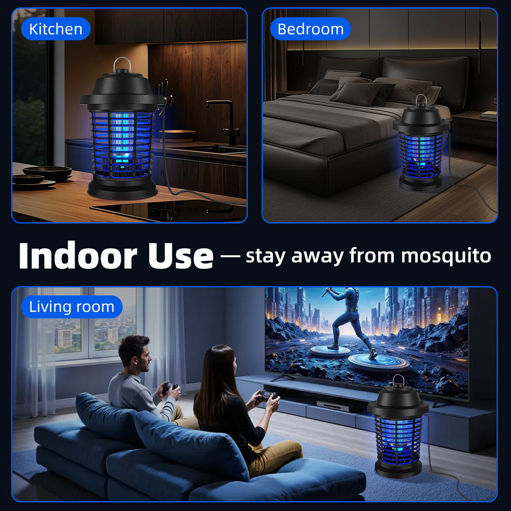 Bug Zapper, Mosquito Zapper, Fly Trap Mosquito Lamp, Effective bug control-4000 SqFt Coverage-1000V power grid-ABS Plastic-Easy to clean, Mosquito And Fly Trap For Home, 2 Prong Plug, Gifts For Family And Friends