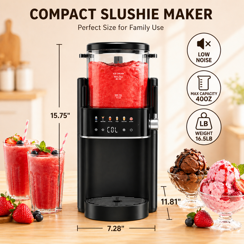 All-in-1 Slushie & Ice Cream Maker, Rapid Cooling, No Ice Needed, Easy Clean - Black