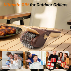 BBQ Grill Brush for Outdoor Grill, Cordless Electric Grill Cleaner, Rechargeable Grill Cleaning Stainless Steel Brush, Grill Scraper, BBQ Accessories Brown