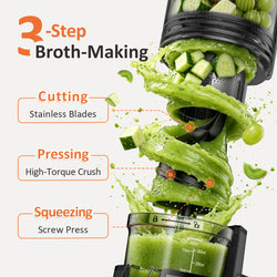 Cold Press Juicer, Juicer Machines with 5.4" Wide Feed Chute for Juice Extractor, Professional Slow Masticating Juicer for Whole Vegetables & Fruits with High Juice Yield, Easy to Clean