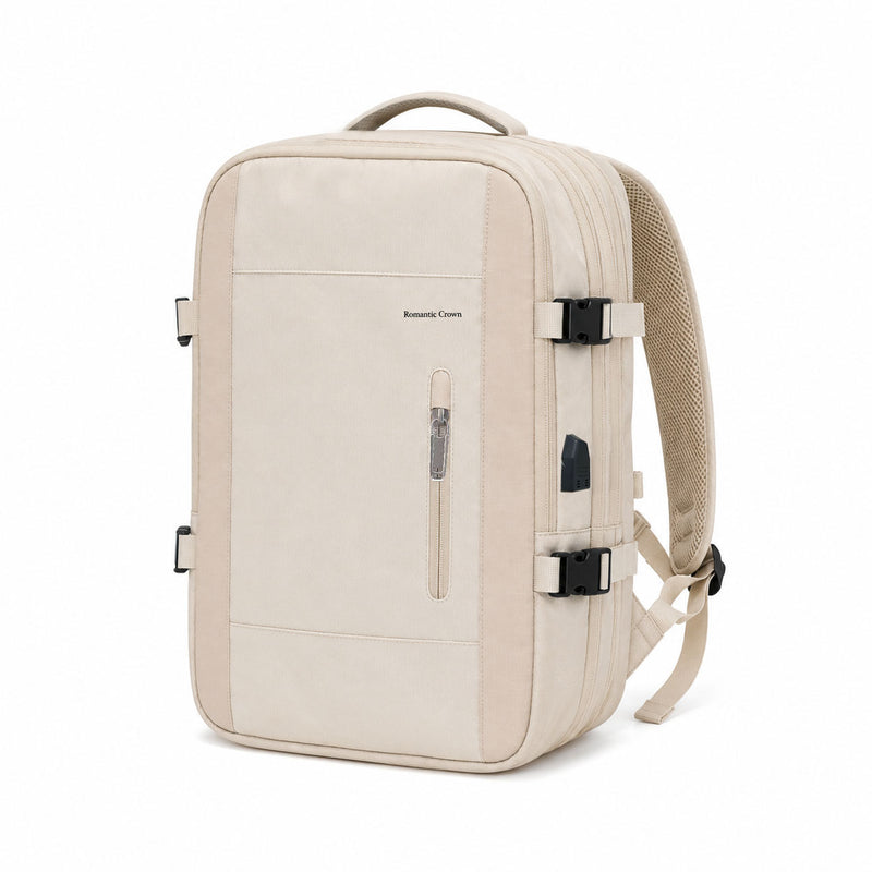Large Capacity Expandable Carry-On Travel Backpack with USB Port and Luggage Sleeve