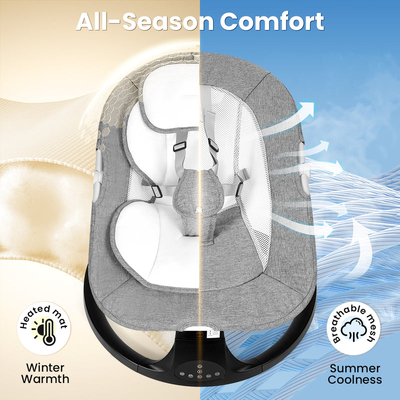 Baby Electric Bassinet, Baby Rocker, 5 Speed And 10 Lullabies, Baby Bouncer,Adapter And Battery Powered, For Indoor And Outdoor Use, Remote Control