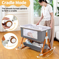 Baby Bassinet Bedside Sleeper, 6 Heights, Cradle Mode, Wheels, Foldable Crib with Mattress