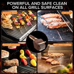 BBQ Grill Brush for Outdoor Grill, Cordless Electric Grill Cleaner, Rechargeable Grill Cleaning Stainless Steel Brush, Grill Scraper, BBQ Accessories Brown