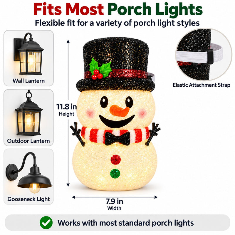 2-Pack Snowman Christmas Porch Light Covers, Outdoor Holiday Decor for Porch & Garage Lights