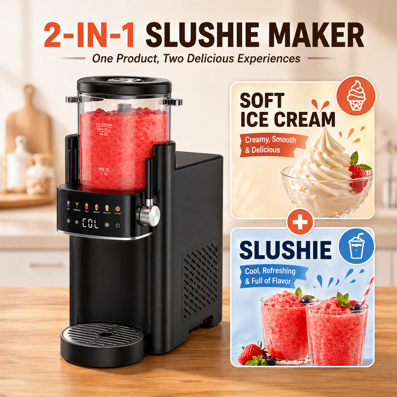 All-in-1 Slushie & Ice Cream Maker, Rapid Cooling, No Ice Needed, Easy Clean - Black