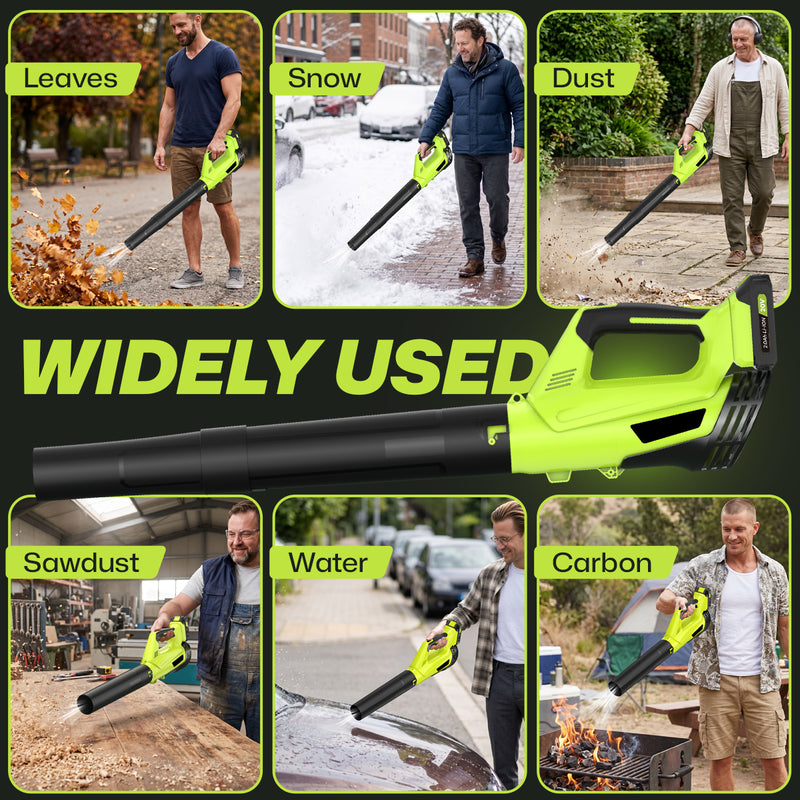 Cordless Leaf Blower, 20V Leaf Blower with 2 x 2.0Ah Batteries & Charger, Up to 450CFM/150MPH, 2 Variable Speed, Lightweight for Blowing Leaves, Patio Cleaning, Lawn Care and Dust (Green)