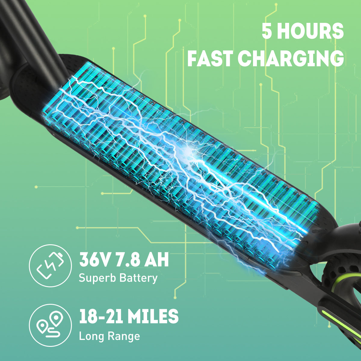 350W Foldable Electric Scooter for Adults with Smart App, 19 MPH Max Speed, 18–21 Mile Range and 8.5" Solid Tires
