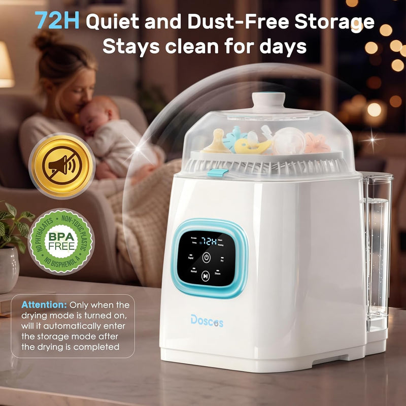 4-in-1 Baby Bottle Washer, Steam Sterilizer & Dryer with 60 Cleaning Tablets – 11 Modes