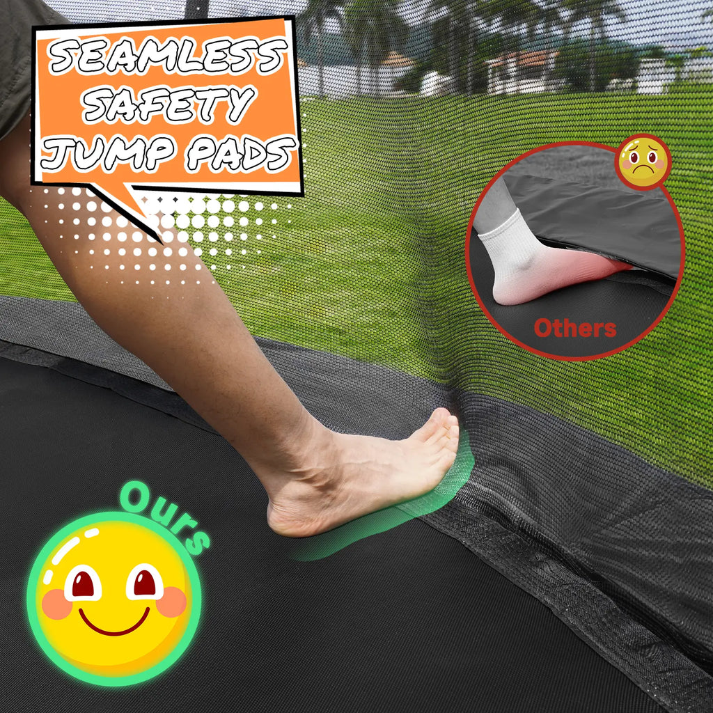 Outdoor Trampoline with Enclosure Net, ASTM & CPSIA Certified Heavy-Duty Backyard Trampoline for Kids