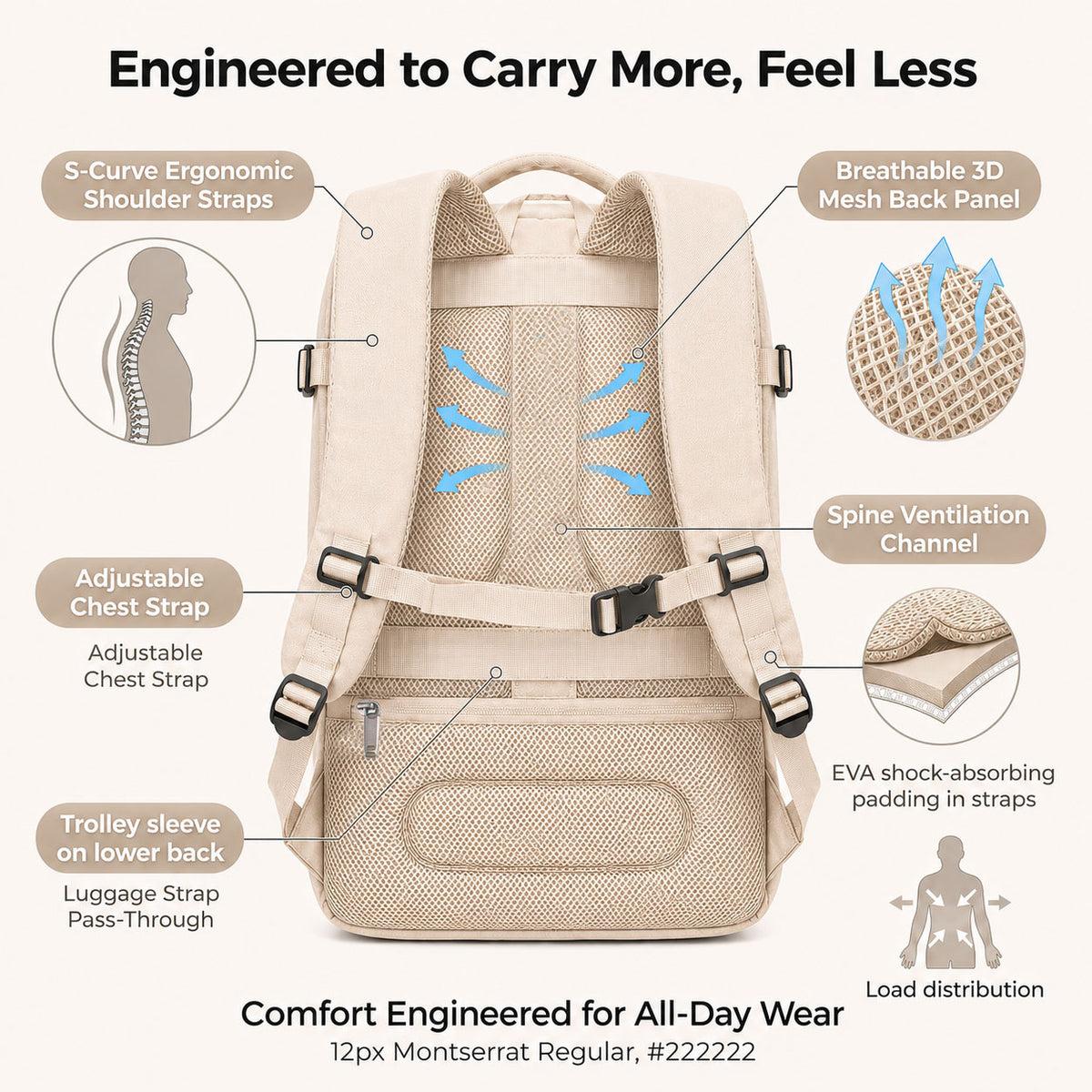 Large Capacity Expandable Carry-On Travel Backpack with USB Port and Luggage Sleeve