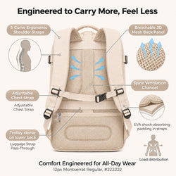 Large Capacity Expandable Carry-On Travel Backpack with USB Port and Luggage Sleeve