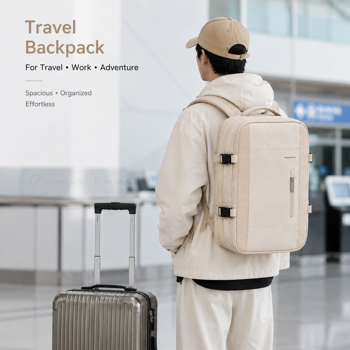 Large Capacity Expandable Carry-On Travel Backpack with USB Port and Luggage Sleeve