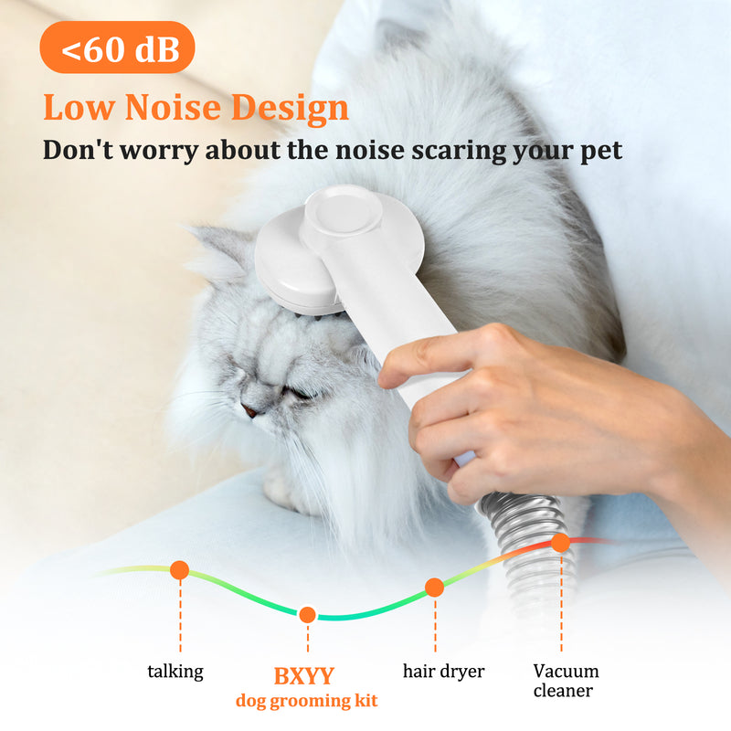 Pet Grooming Vacuum Kit with Grooming Brush, Deshedding Tool, Electric Clipper, Cleaning Brush and Flexible Hose for Dogs and Cats