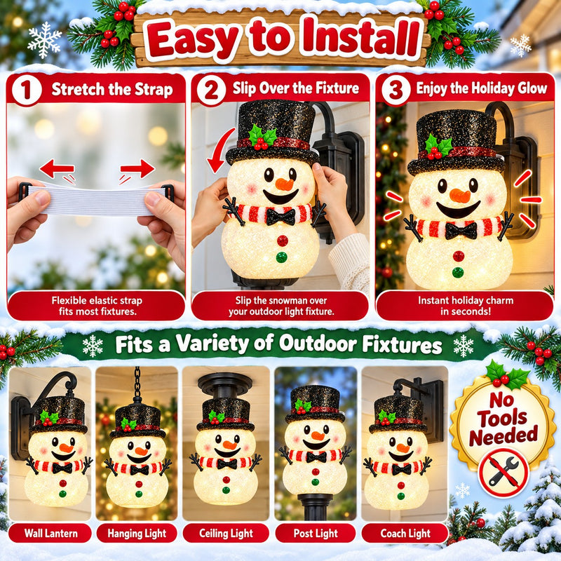2-Pack Snowman Christmas Porch Light Covers, Outdoor Holiday Decor for Porch & Garage Lights