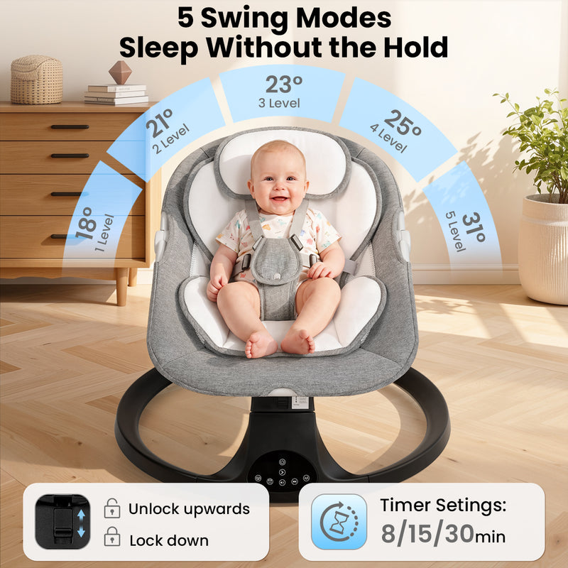 Baby Electric Bassinet, Baby Rocker, 5 Speed And 10 Lullabies, Baby Bouncer,Adapter And Battery Powered, For Indoor And Outdoor Use, Remote Control