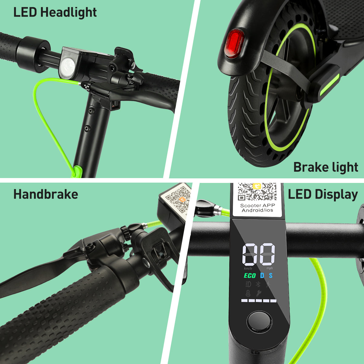 350W Foldable Electric Scooter for Adults with Smart App, 19 MPH Max Speed, 18–21 Mile Range and 8.5" Solid Tires
