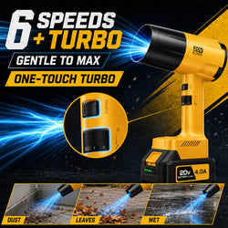 Cordless Handheld Leaf Blower with Dual Batteries, Variable Speed and Turbo Mode