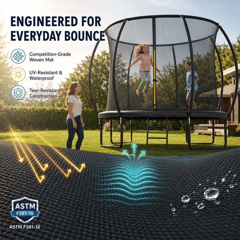 Outdoor Trampoline with Enclosure Net, ASTM & CPSIA Certified Heavy-Duty Backyard Trampoline for Kids