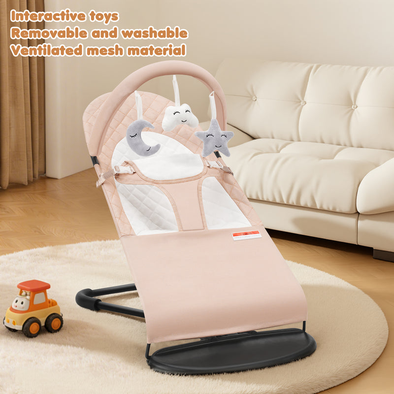 Foldable Baby Walker with Adjustable Height and Wheels, Portable Anti-Rollover Design