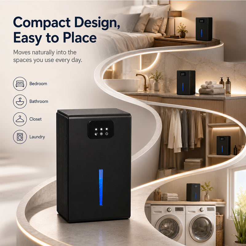 Quiet Portable Dehumidifier with Large Tank, Sleep Mode and Ambient Night Light