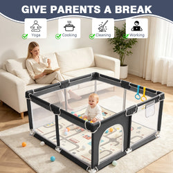 Baby Playpen, Large Indoor and Outdoor Play Yards, 360° Visibility , for Toddler-Pink