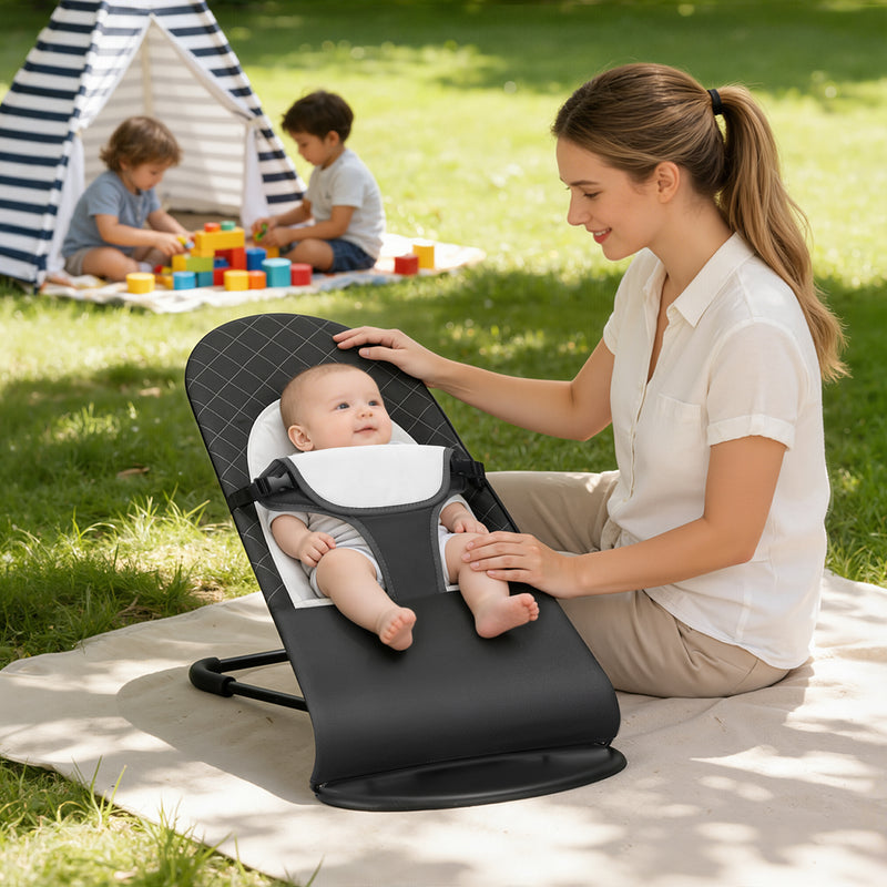 Baby Bouncer, Portable Baby Bouncer Seat for Baby 0-18 Months, 3 Modes with Rocker and Stationary Options, Infant Rocker Chair with Hanging Toys（副本）