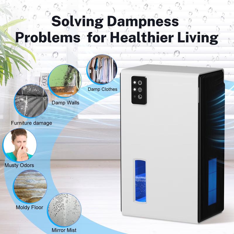 Dehumidifier for Home, 95 OZ Water Tank, (1000 sq.ft) Dehumidifiers for Bathroom Bedroom Basement with Auto Shut Off,7 Colors LED Light