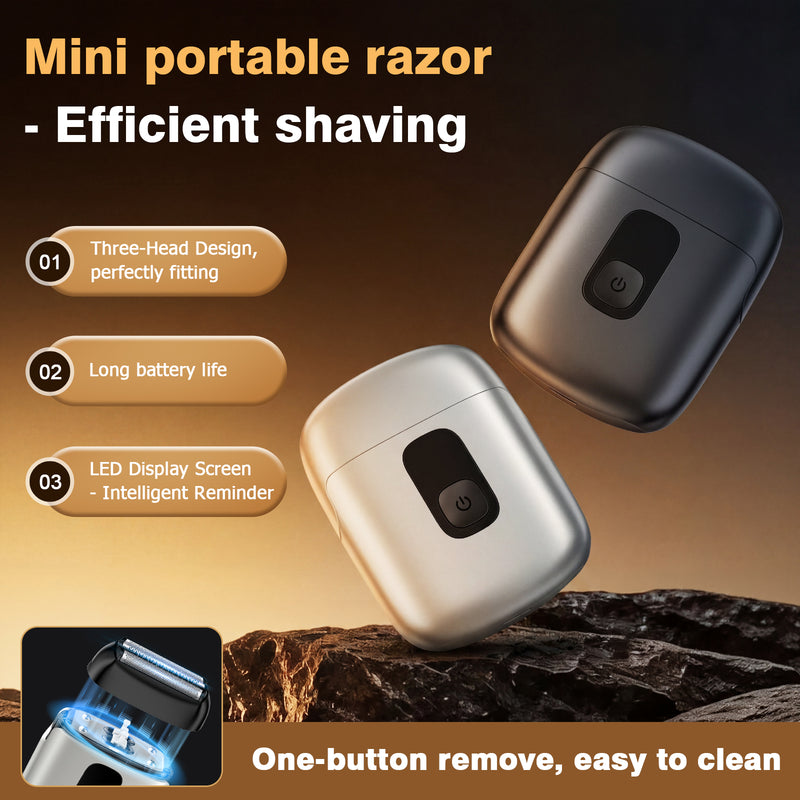 Mini Electric Foil Shaver with LED Display, Wet/Dry IPX7 Waterproof, USB-C Rechargeable - Black