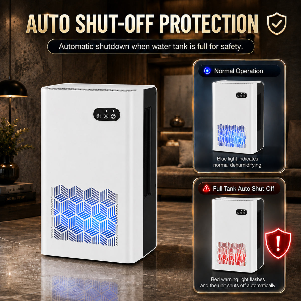 DARKIRON Dehumidifier for Home, 1000 Sq Ft, 95 Oz Tank, Sleep Mode, Auto Shut-Off, Black