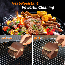 BBQ Grill Brush for Outdoor Grill, Cordless Electric Grill Cleaner, Rechargeable Grill Cleaning Stainless Steel Brush, Grill Scraper, BBQ Accessories Brown