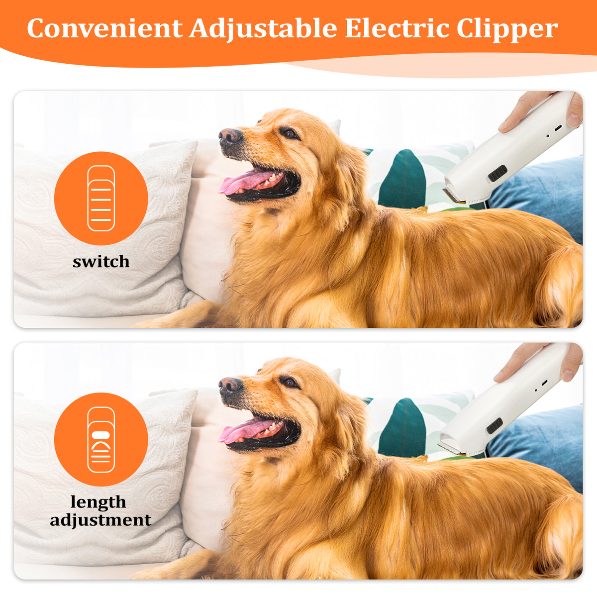 Pet Grooming Vacuum Kit with Grooming Brush, Deshedding Tool, Electric Clipper, Cleaning Brush and Flexible Hose for Dogs and Cats