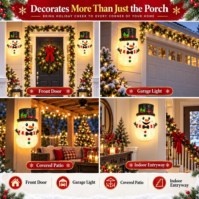 2-Pack Snowman Christmas Porch Light Covers, Outdoor Holiday Decor for Porch & Garage Lights