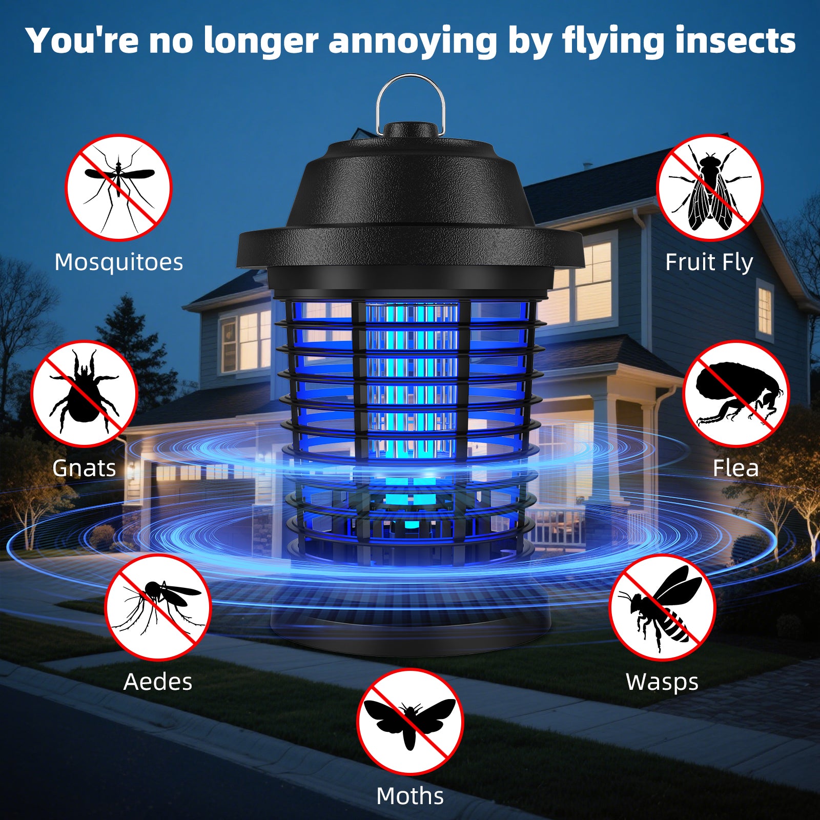Bug Zapper, Mosquito Zapper, Fly Trap Mosquito Lamp, Effective bug control-4000 SqFt Coverage-1000V power grid-ABS Plastic-Easy to clean, Mosquito And Fly Trap For Home, 2 Prong Plug, Gifts For Family And Friends