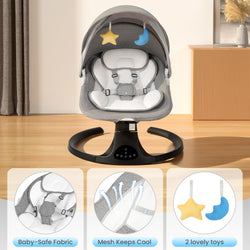 Baby Electric Bassinet, Baby Rocker, 5 Speed And 10 Lullabies, Baby Bouncer,Adapter And Battery Powered, For Indoor And Outdoor Use, Remote Control