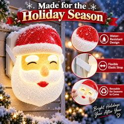 2 Pack Santa Christmas Porch Light Covers with Elastic Straps, Outdoor Holiday Decorations
