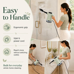 Handheld Steam Cleaner, Portable Steamer for Cleaning with 18PCS Accessories, 12s Fast Heating, Pressurized Steam Cleaner for Home, Kitchen, Bathroom, Car Detailing, Window, and Clothes, Green