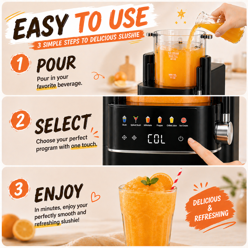 All-in-1 Slushie & Ice Cream Maker, Rapid Cooling, No Ice Needed, Easy Clean - Black