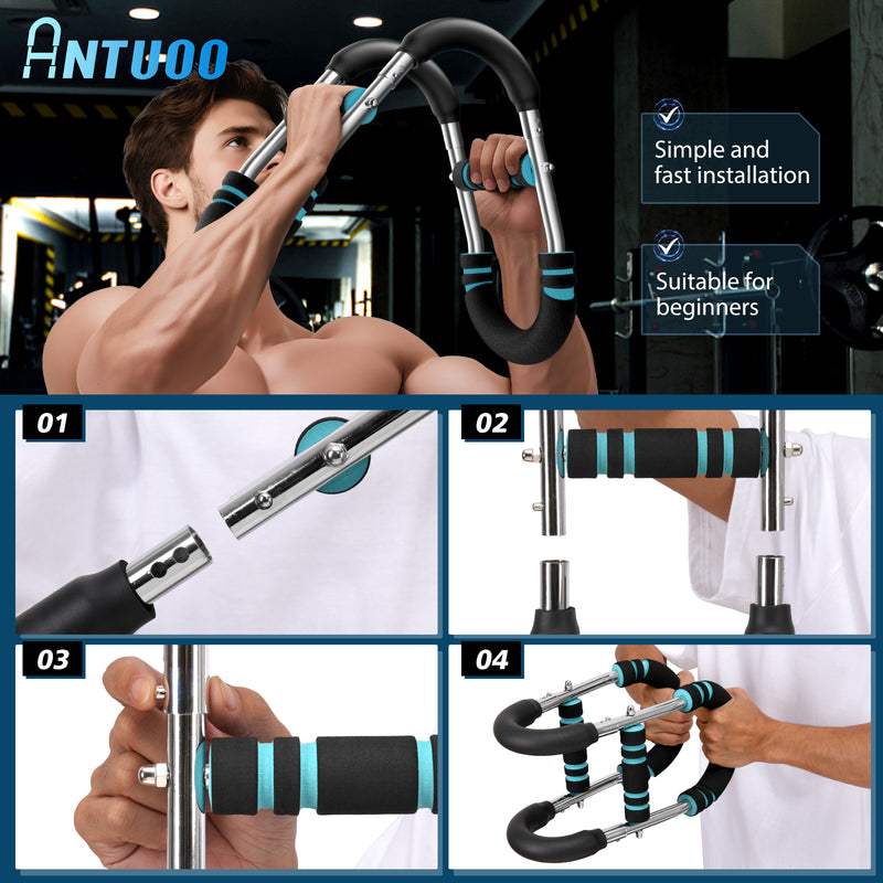 Twister Arm Trainer, 3 Adjustable Resistance Levels 60-100 lbs, Arm Trainer, Stainless Steel, Arm & Chest Workout Equipment for Men