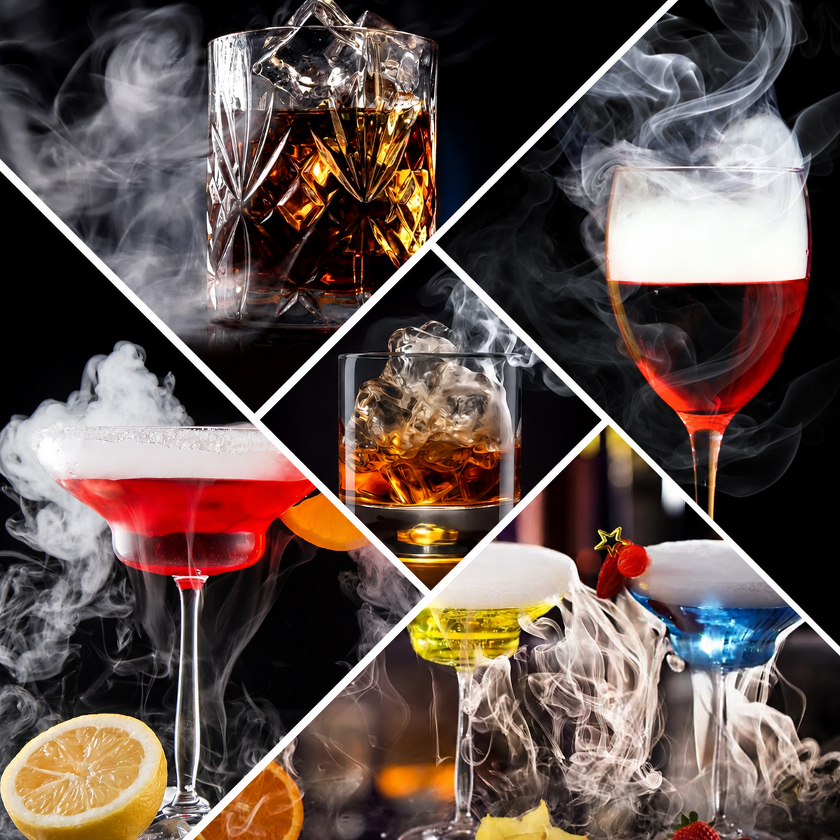 Cocktail Smoker Kit w/ Torch & 6 Wood Chip Flavors for Whiskey & Bourbon