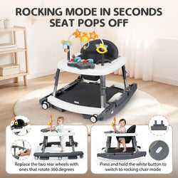 baby walker5 in 1 Baby Walker with Wheels Seat Activity Toys Adjustable Foldable Walker Bouncer