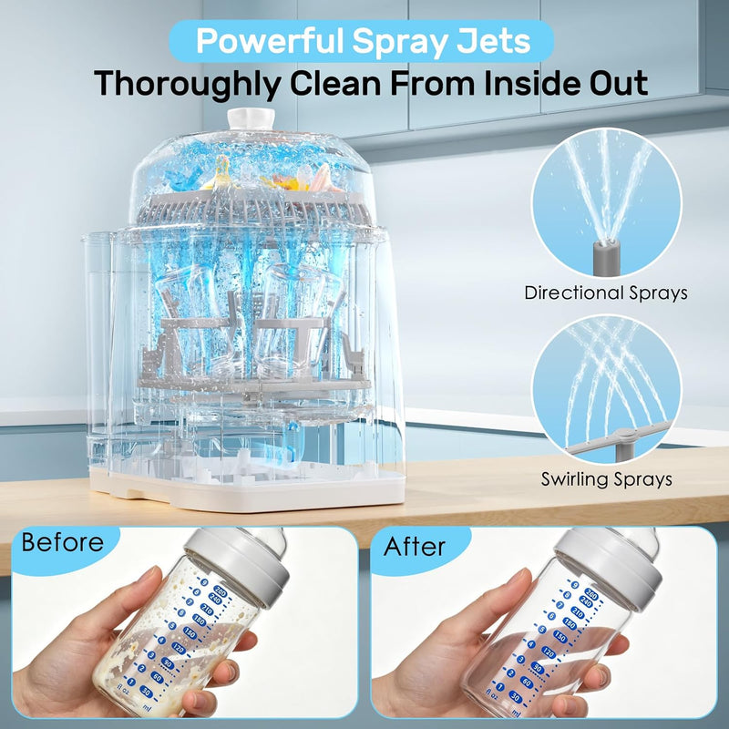 4-in-1 Baby Bottle Washer, Steam Sterilizer & Dryer with 60 Cleaning Tablets – 11 Modes