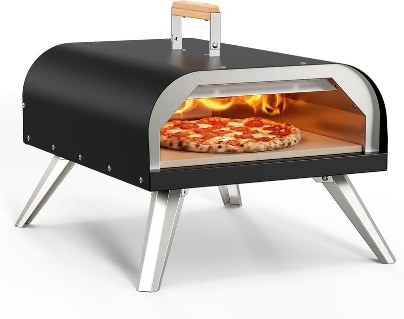 Pizza Oven Outdoor 12" Multi-Fuel – Wood Fire & Propane Pizza Oven (Burner Sold Separately), Outdoor Pizza Oven Reaches 720°F with Pizza Stone & Peel, Portable for Backyard, Camping, Tailgating