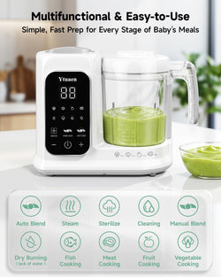 Baby Food Maker with Steam Basket, One-Touch Cooking, Blending and Self-Cleaning