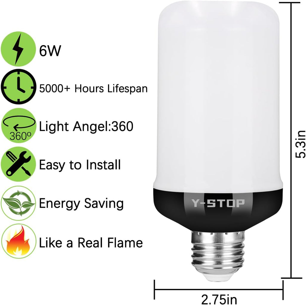 LED Flame Effect Light Bulb with 4 Lighting Modes E26 Base for Halloween Christmas Party Decor