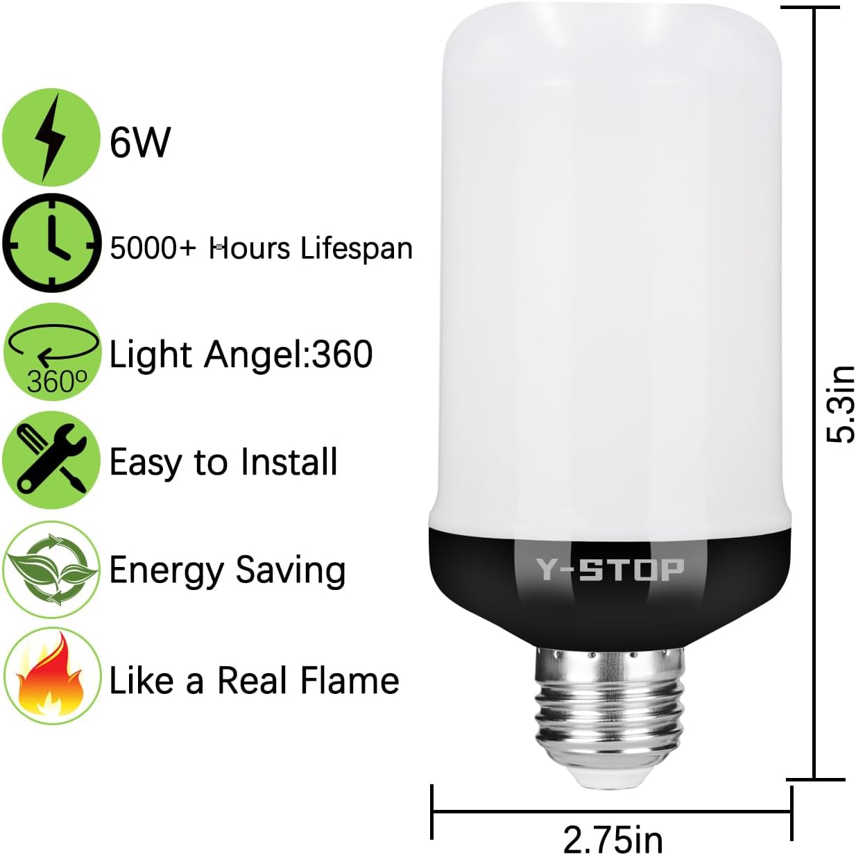 LED Flame Effect Light Bulb with 4 Lighting Modes E26 Base for Halloween Christmas Party Decor