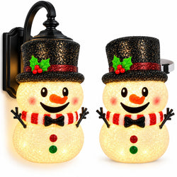 2-Pack Snowman Christmas Porch Light Covers, Outdoor Holiday Decor for Porch & Garage Lights