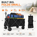 Heavy Duty Wagons Carts Foldable, Collapsible Wagon with Big Wheels for Sand & Cup Holders for Camping Garden Sports Grocery